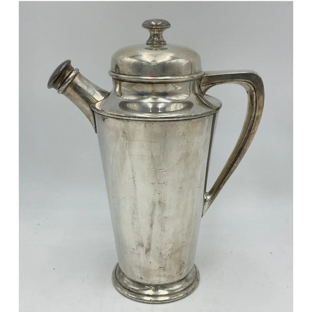 Antique Reed & Barton Silverplate 44 Oz. Cocktail Shaker w/ Cork Lid & Stopper